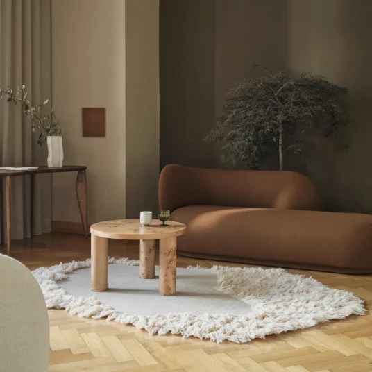 Ferm Living Post Salongbord Ø65 cm Poplar Burl Veneer Ferm Living Post Salongbord Ø65 cm Poplar Burl Veneer
