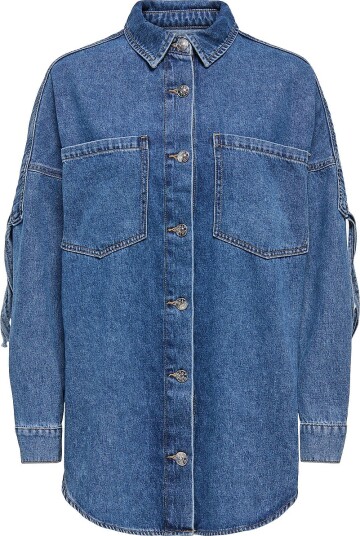 Only Carmakoma Skjorte Carmaureen Ls Fringe Dnm Shirt Akm Blå