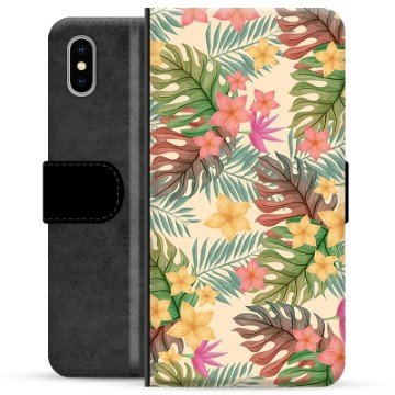 iPhone X / iPhone XS Premium Lommebok-deksel Rosa Blomster