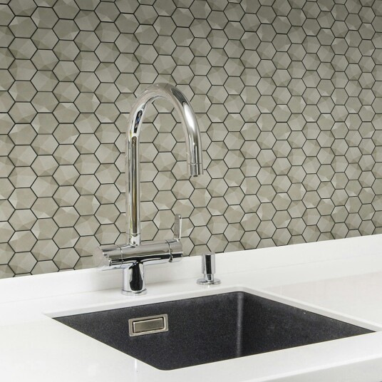 Flis Natucer Ceramica Natural Hex Grå 3D 6x7 cm