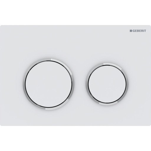 Geberit Omega 20 Round Betjeningsplate, Matt Hvit/krom Geberit Omega 20 Round Betjeningsplate, Matt Hvit/krom