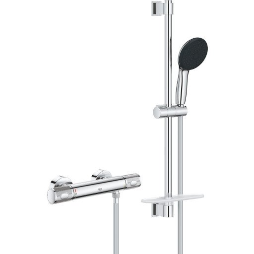 GROHE PRECISION FEEL DUSJTERMOSTAT M/3-SPRAY DUSJSETT 600 MM KROM GROHE PRECISION FEEL DUSJTERMOSTAT M/3-SPRAY DUSJSETT 600 MM KROM