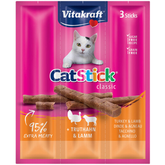Vitakraft CatSticks Mini kalkun og lam 6 g x 3 stk - Smaksrikt kattegodteri