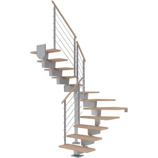 Dolle Dubai U trapp Pearl Grey  design hvitoljeret Eik 80 11   Loddret Høyde 204 252cm