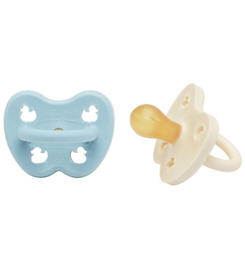 Hevea Smokk 0 3 mdr Rund Newborn Baby Blue & Milky White   2 stk.