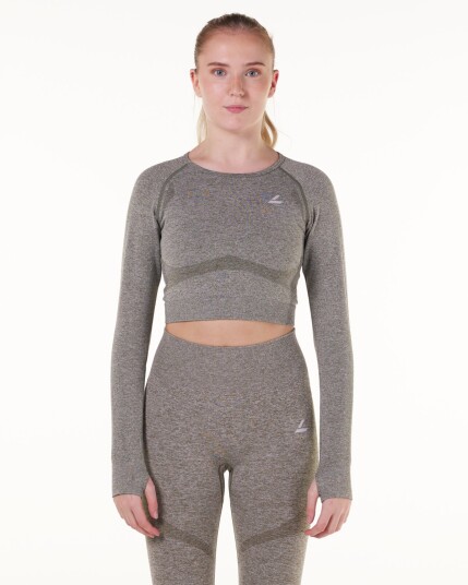 LEVITY Solar Seamless Cropped LS Green Burnt Marl - S LEVITY Solar Seamless Cropped LS Green Burnt Marl - S