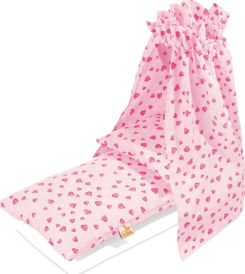 Pinolino 29350-7 Dukkesengetøy til vugge - 4 deler - Hjerter, Rosa Pinolino 29350-7 Dukkesengetøy til vugge - 4 deler - Hjerter, Rosa