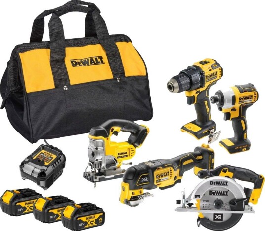 Dewalt 18V 5 pakk Drill Slagtrekker Sirkelsag Stikksag Multikutter 3x4Ah