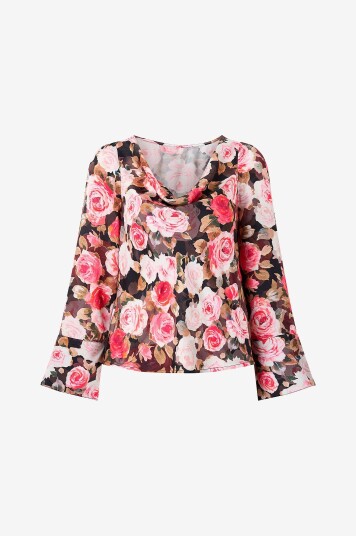 byTimo Topp Satin Drape Top Svart byTimo Topp Satin Drape Top Svart