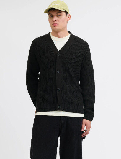 Jack & Jones Jjconnor Knit V-Neck Cardigan - Black - M Jack & Jones Jjconnor Knit V-Neck Cardigan - Black - M