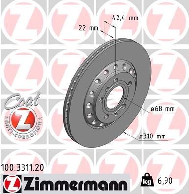 Bremseskive ZIMMERMANN 100.3311.20 Bremseskive ZIMMERMANN 100.3311.20