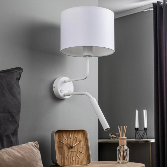 Euluna Hotel Plus vegglampe med leselys, hvit