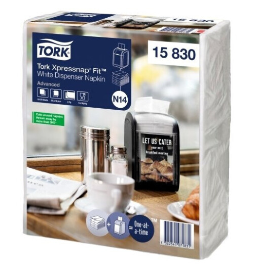 Serviet Tork Xpressnap Fit® N14 Hvit 2-Lag 6 Pakker X 6 Bundter Á 120 Stk.