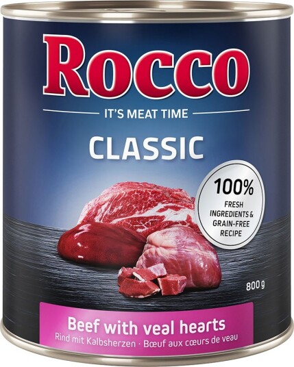 Rocco Våtfôr Classic Storfekjøtt Med Kalvehjerter 6 X 800 G