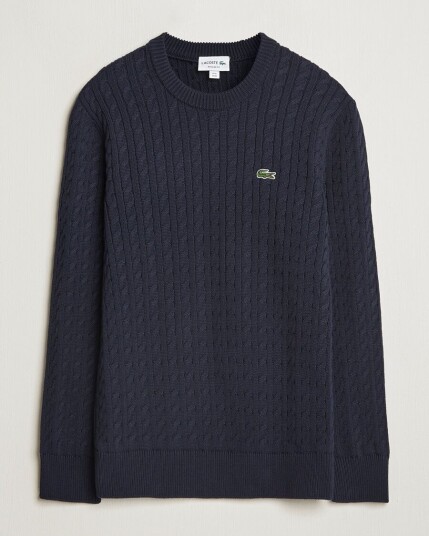 Lacoste Cotton Cable Sweater Navy Blue