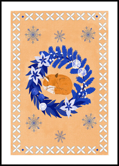 Folk Winter Fox Plakat Plakat / 100x150cm