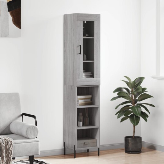 vidaXL Highboard grå sonoma 34,5x34x180 cm konstruert tre 8720845487973