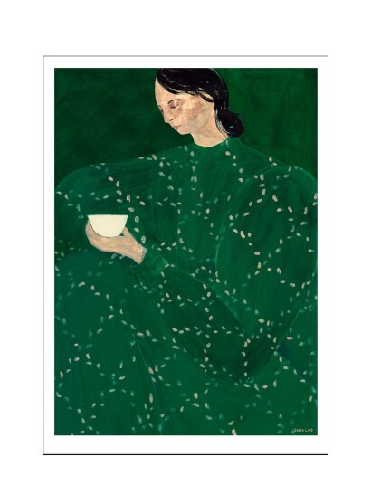 The Poster Club Coffee Alone At Place De Clichy - Green - 70X100CM The Poster Club Coffee Alone At Place De Clichy - Green - 70X100CM