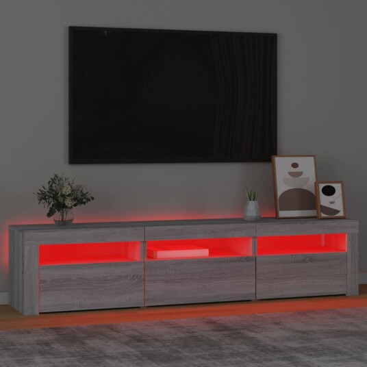 vidaXL TV-benk med LED-lys grå sonoma 180x35x40 cm
