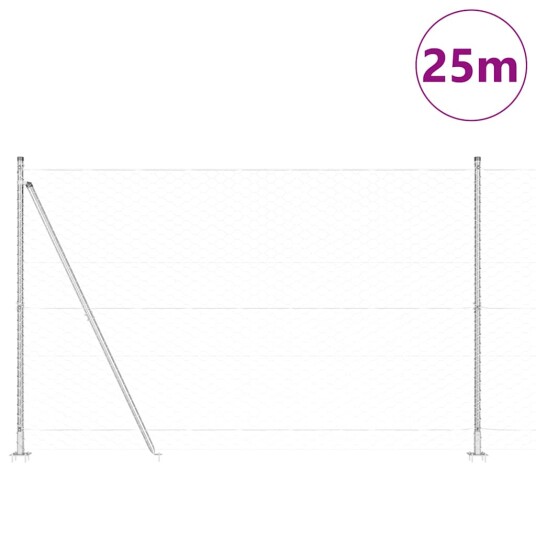 Gjerde med innlegg. sølv 1.5 x 25 m PVC belagt stål