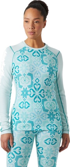 Helly Hansen Dame Lifa Merino Midtvekt Graphic Crew Basislag Blå L Helly Hansen Dame Lifa Merino Midtvekt Graphic Crew Basislag Blå L