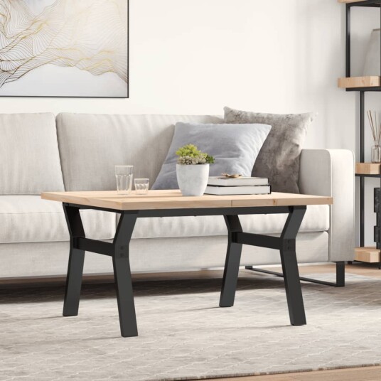 Salongbord Y-ramme 80x80x45,5 cm heltre furu og støpejern 3282773