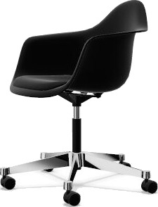 Vitra Eames Plastic PACC Kontorstol med Polstret Sete og Svingbar Sort/ Dyp Sort Vitra Eames Plastic PACC Kontorstol med Polstret Sete og Svingbar Sort/ Dyp Sort