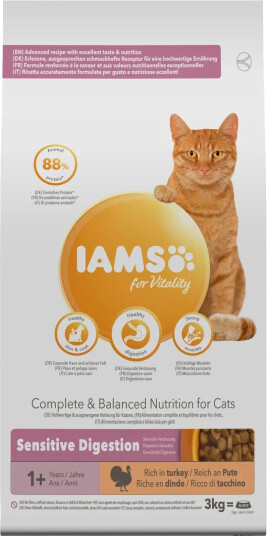Iams Adult Senior Vitality Sensitive Digestion Kalkun Tørrfôr 3 kg