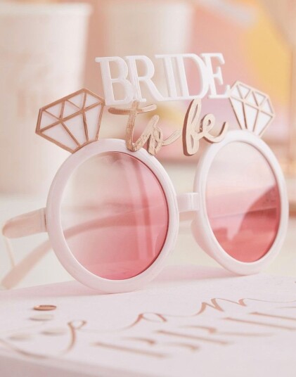 Rosa "Bride to Be" Solbriller med Rosa Glass Blush Hen