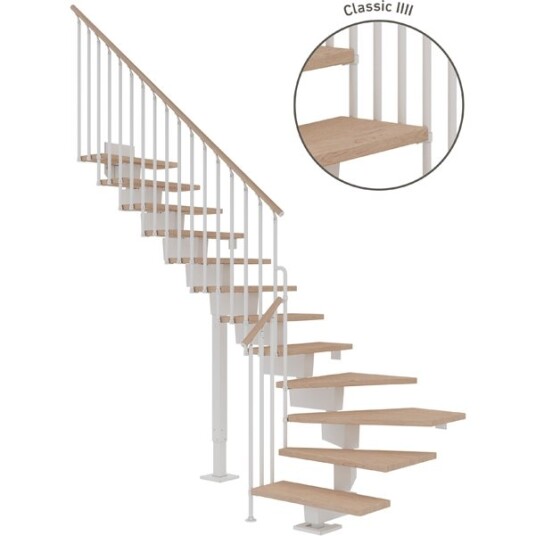 Dolle Dubai L trapp I Hvit classic Iiii hvitoljeret Eik 90 16   Loddret Høyde 289 357cm