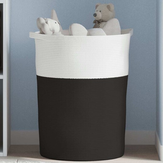 Oppbevaringskurv svart og hvit Ø49x65 cm bomull Oppbevaringskurv svart og hvit Ø49x65 cm bomull