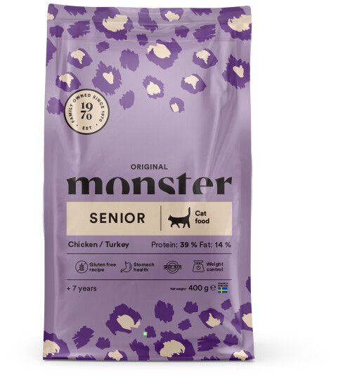 Monster Pet Food Original Senior Kattemat Kylling/Kalkun 2 kg - Fullfôr til eldre katter