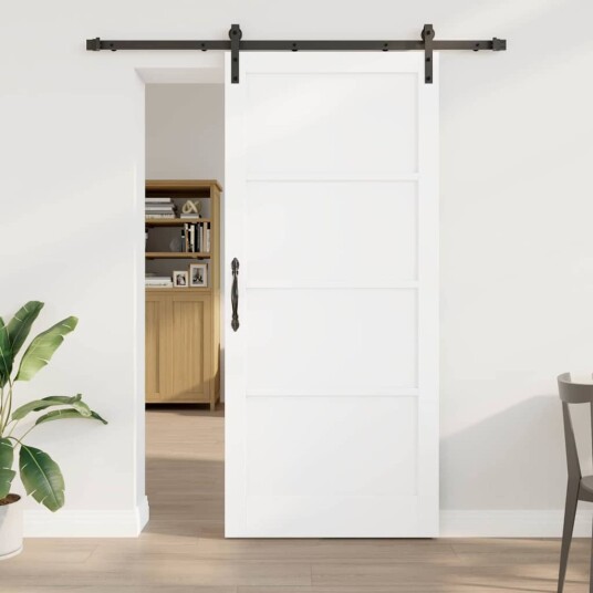 vidaXL Skyvedør med Utstyrsett Hvit 93x211 cm Solid Ask