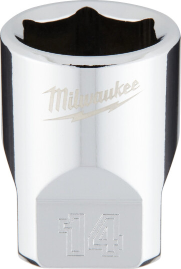 Milwaukee 1/4" Kort Pipe 14 mm med Fire Flate Sider Milwaukee 1/4" Kort Pipe 14 mm med Fire Flate Sider