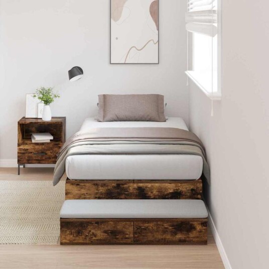 Oppbevaringssenge Ramme Røkt Eik 80x200 cm