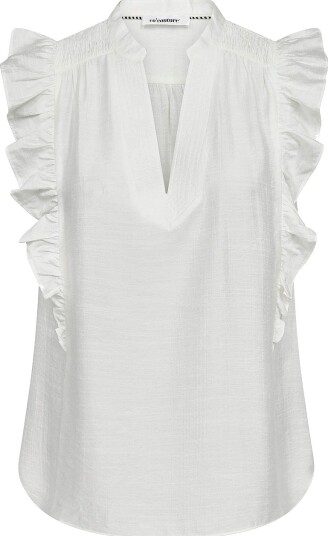 co’couture - Bluse Heracc Frill SS V-top - Hvit