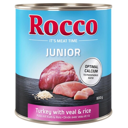 Rocco Junior 6 X 800 G Kalkun & Kalvehjerter Med Kalsium