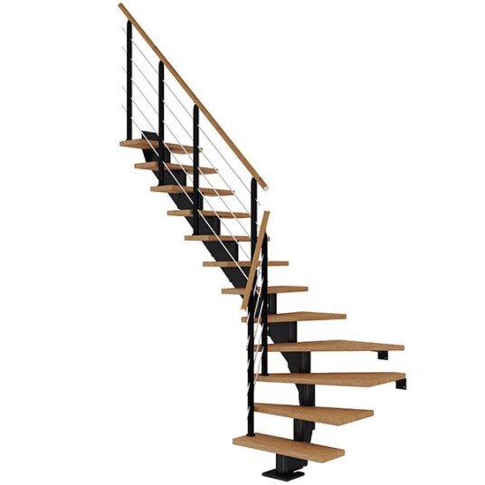 Dolle Hamburg L-trapp I Svart-design-oljeret Eik-85-11 - Loddret Høyde Op Til 258 Cm Dolle Hamburg L-trapp I Svart-design-oljeret Eik-85-11 - Loddret Høyde Op Til 258 Cm