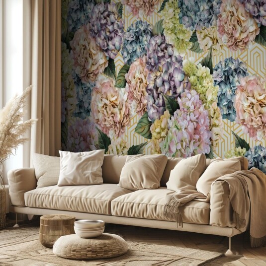 Tapet Blomstrende Hortensia Tapet Blomstrende Hortensia