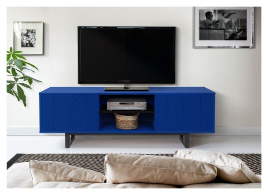 Woodman Camden Tv-bord - Blå Herringbone Print Unoliving