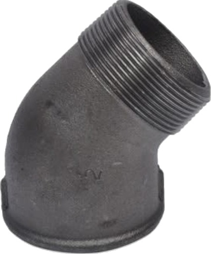 3" svart vinkel 45° pipe/nippel black 3 inch