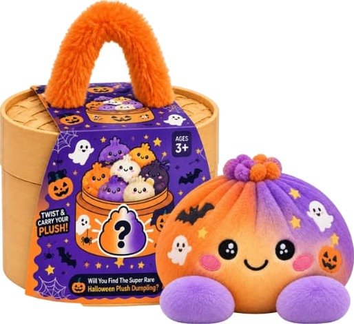 Dumpling kosedyr med dampkurv myk og klembar stressavlastende plysj søt mat tema adventskalendergave *Halloween gult spøkelse* 15 cm