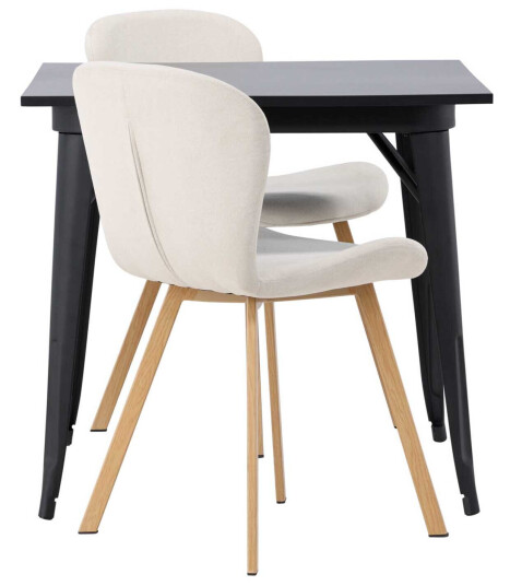 Venture Design Tempe & Lilja spisegruppe Beige/svart 2 stoler & bord 80 x 80 cm