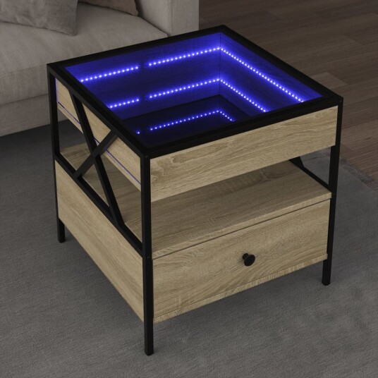 Salongbord med Infinity LED sonoma eik 50x50x51 cm 847713