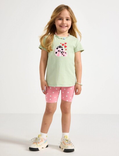 Lindex Set Top And Cycling Shorts Green 128