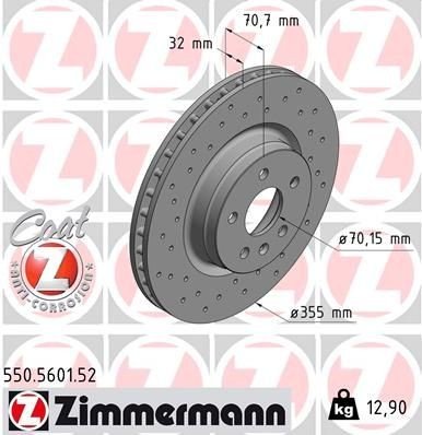 Bremseskive ZIMMERMANN 550.5601.52
