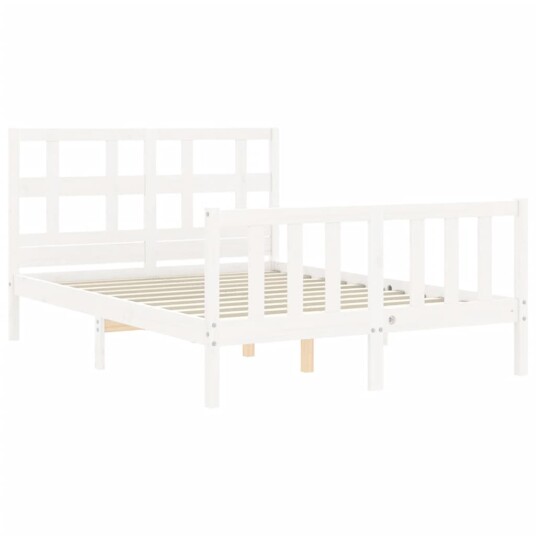 vidaXL Sengeramme med hodegavl hvit 120x200 cm heltre