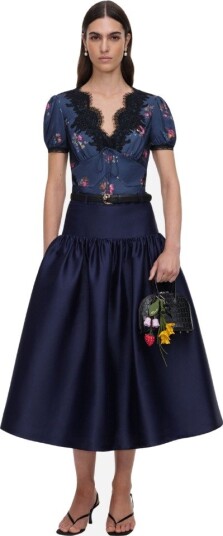 Self Portrait Taffeta midi skirt UK 8 blå dame