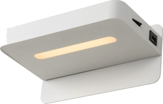 Lucide Atkin Vegglampe 5W m/USB Ladeport Hvit - 92029 Lucide Atkin Vegglampe 5W m/USB Ladeport Hvit - 92029