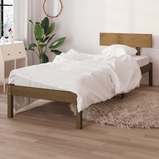 vidaXL Sengeramme honningbrun heltre furu 90x190 cm UK Single